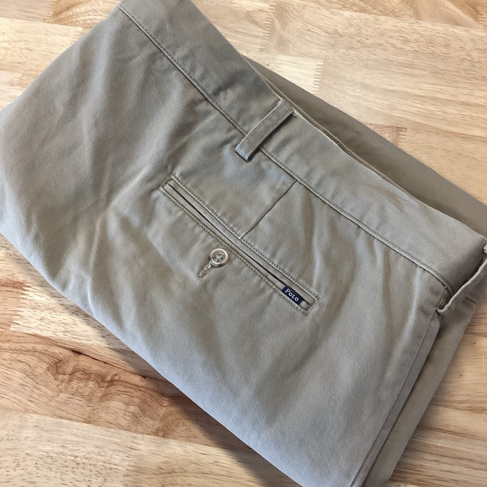 Polo Ralph Lauren Shorts Mens 52‎ BIG Khakis Chinos Flat Front Tan Twill Cotton